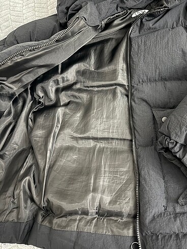 oversize siyah kalın şişme mont - Görsel 5