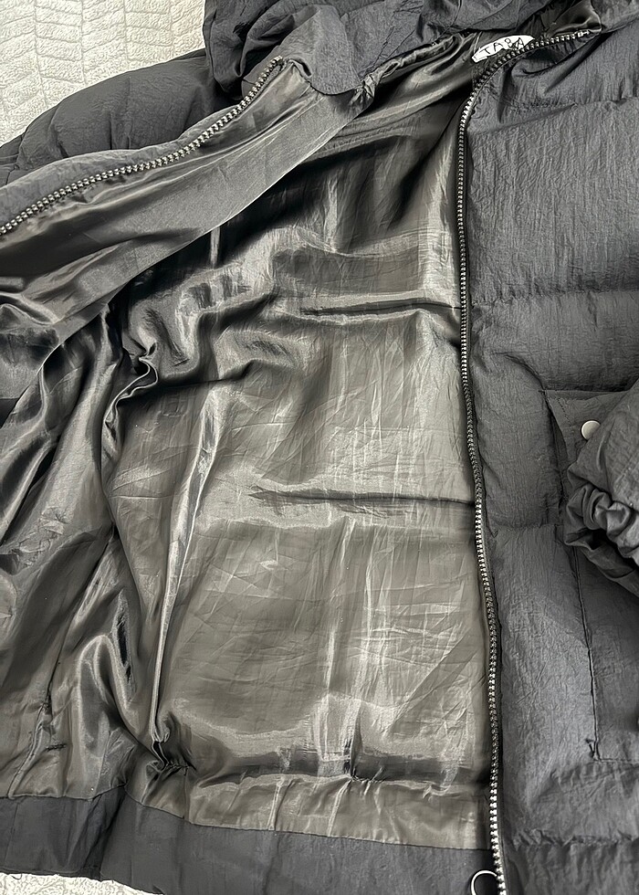 oversize siyah kalın şişme mont - Görsel 5