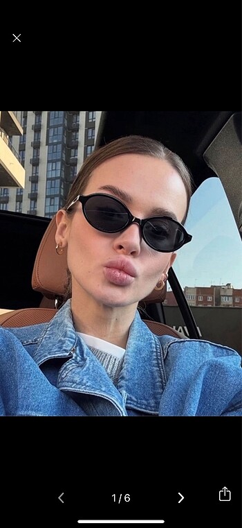 miu miu oval siyah güneş gözlüğü - Görsel 2