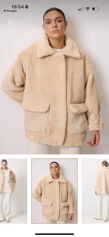 standart beden geniş peluş mont - Görsel 5