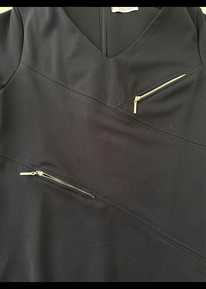 lacivert kısa kollu elbise - Görsel 2