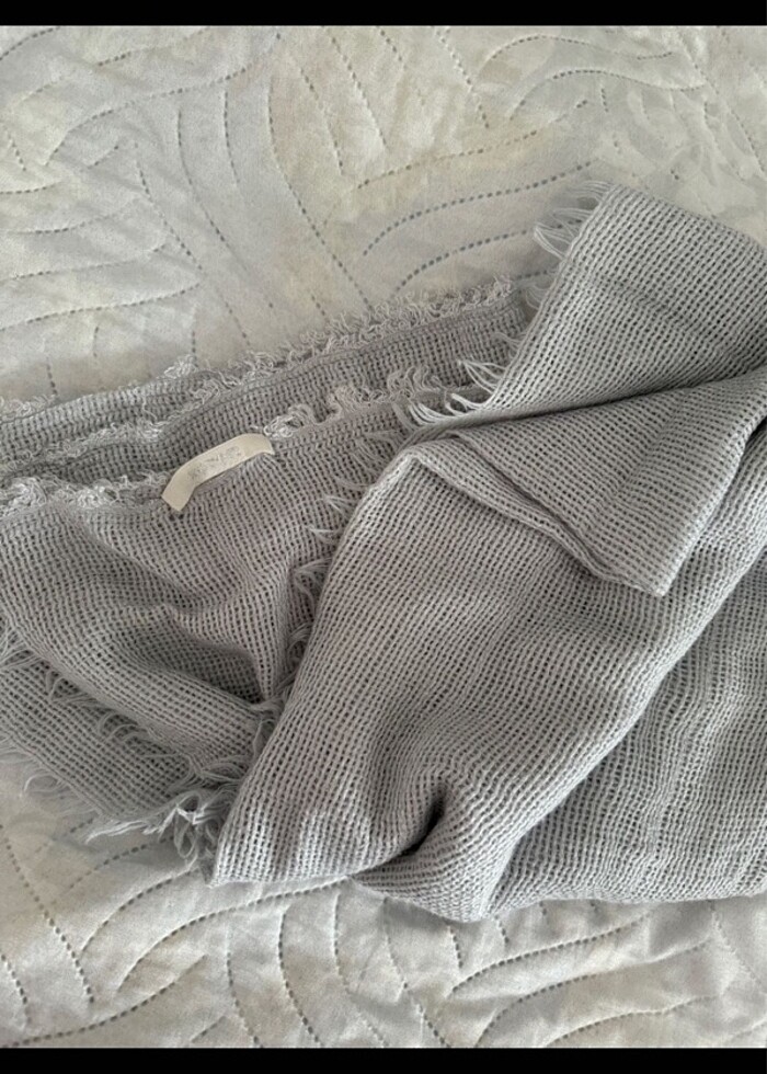 koton gri beyaz şal - Görsel 2