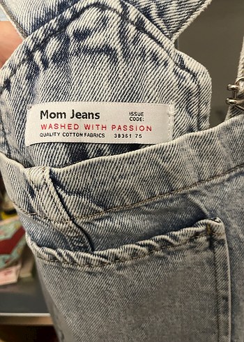 Gri Batik Desenli Kadın Kot Tulum - Görsel 3