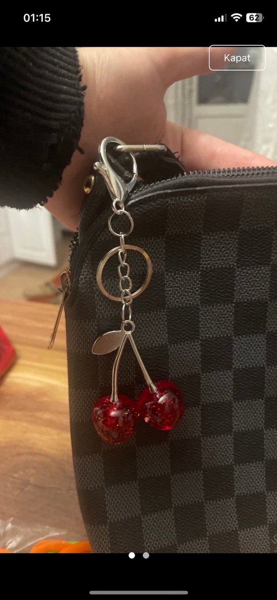 Kırmızı Boncuklu Kiraz Anahtarlık - Görsel 2