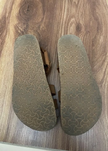 Bej Deri Kadın Dolgu Topuklu Sandalet - Görsel 3