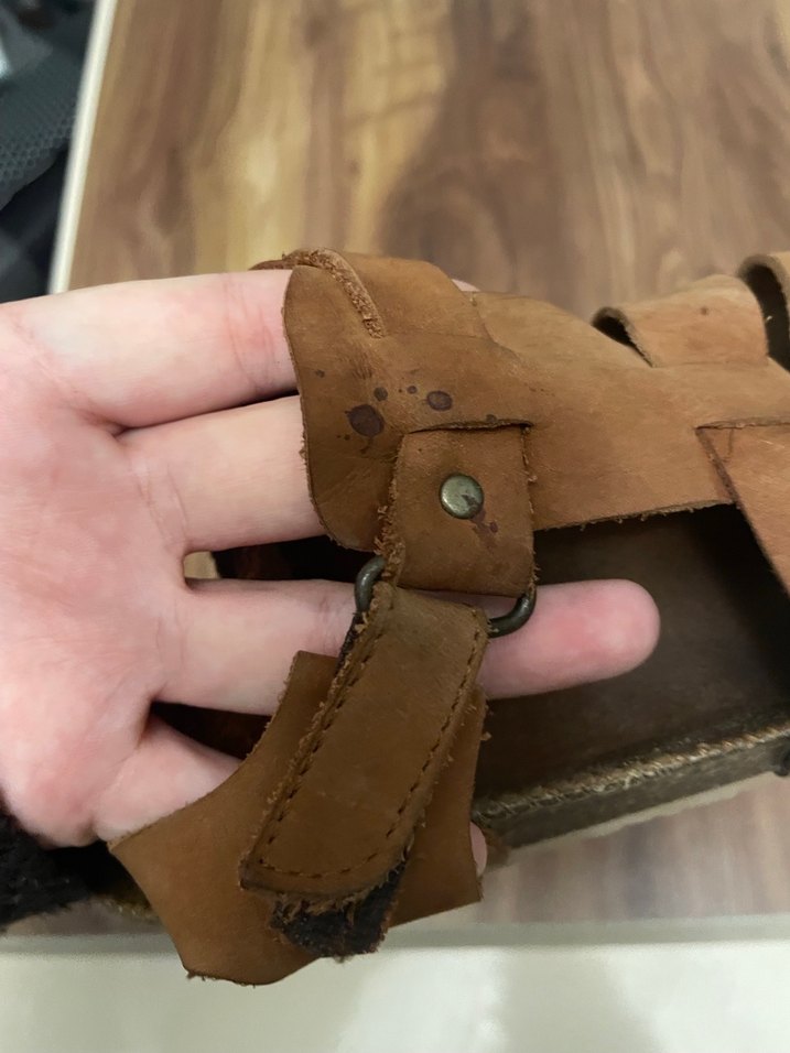 Bej Deri Kadın Dolgu Topuklu Sandalet - Görsel 2