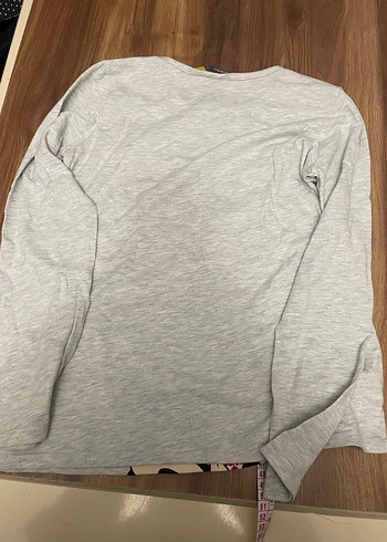 Kız Çocuk Gri Uzun Kollu Baskılı Tişört - Görsel 4