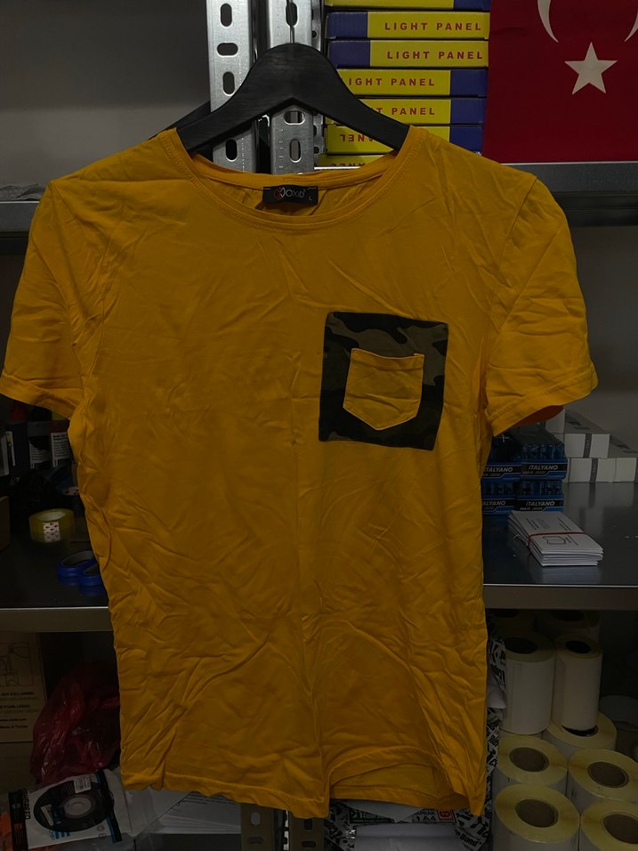 Erkek Sarı Kısa Kollu Street Wear Tişört - Görsel 2