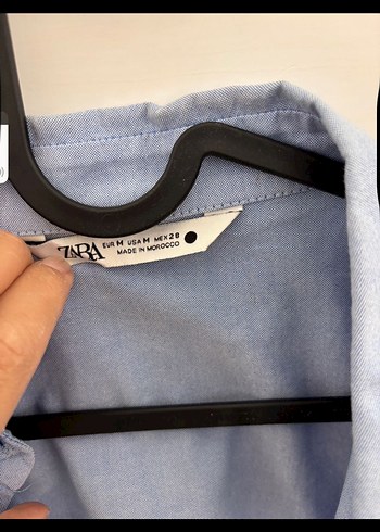 Zara Düğmeli Mavi Keten Kadın Gömlek