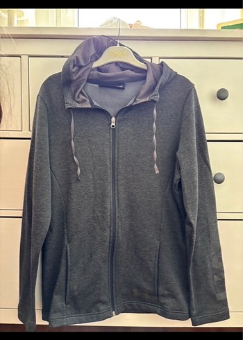 Gri Fermuarlı Erkek Yüksek Yakalı Sweatshirt