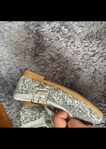 Kız Çocuk Gri Kürklü Babet Ayakkabı - Görsel 4