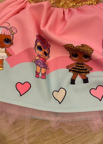 Pembe Lol Bebek Kız Elbisesi - Görsel 3