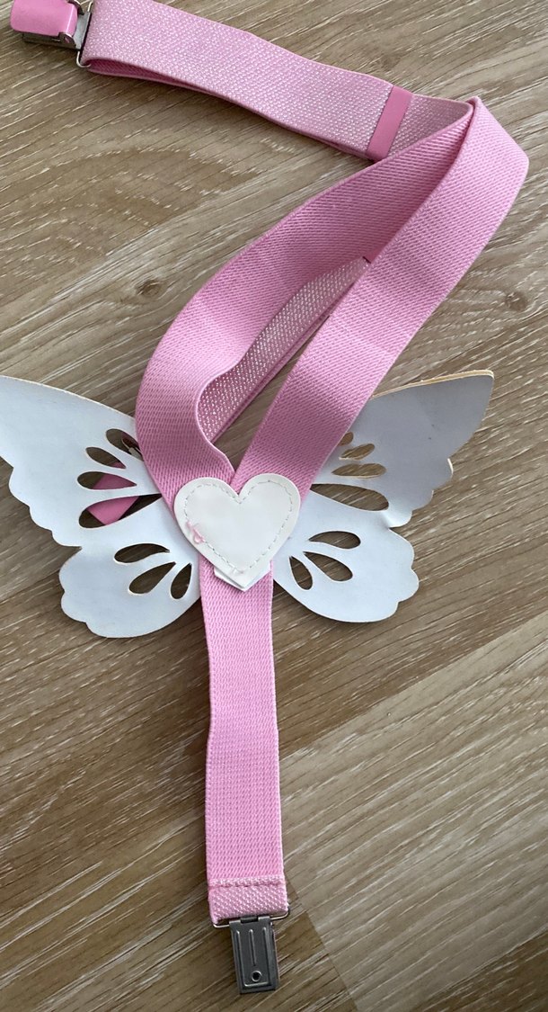 Pembe Kurdeleli Gri İşlemeli Kelebek Aksesuar - Görsel 3