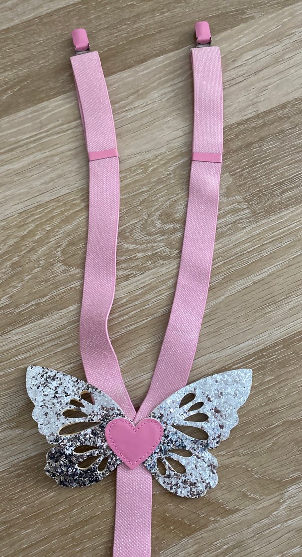 Pembe Kurdeleli Gri İşlemeli Kelebek Aksesuar - Görsel 2