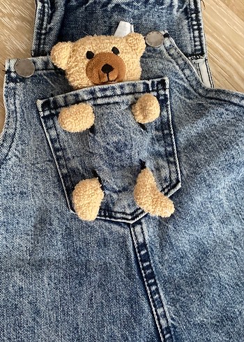 Mavi Kot Cepli Koyu Mavi Peluş Ayıcık - Görsel 2