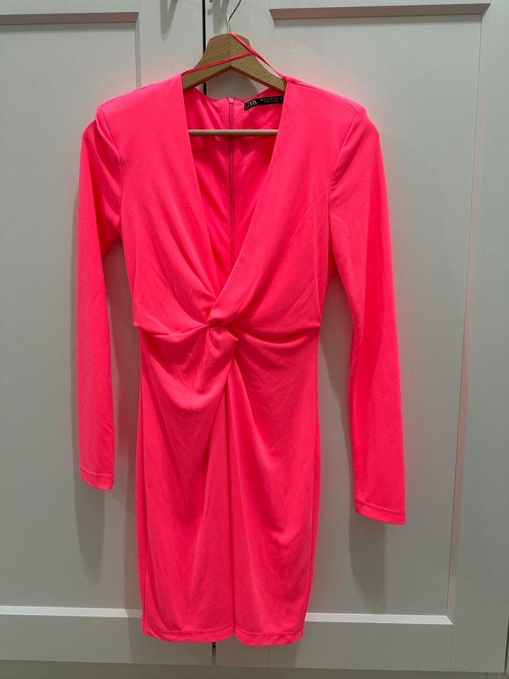 ZARA NEON PEMBE PARTY ELBİSESİ - Görsel 4