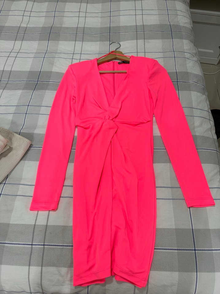 ZARA NEON PEMBE PARTY ELBİSESİ - Görsel 5