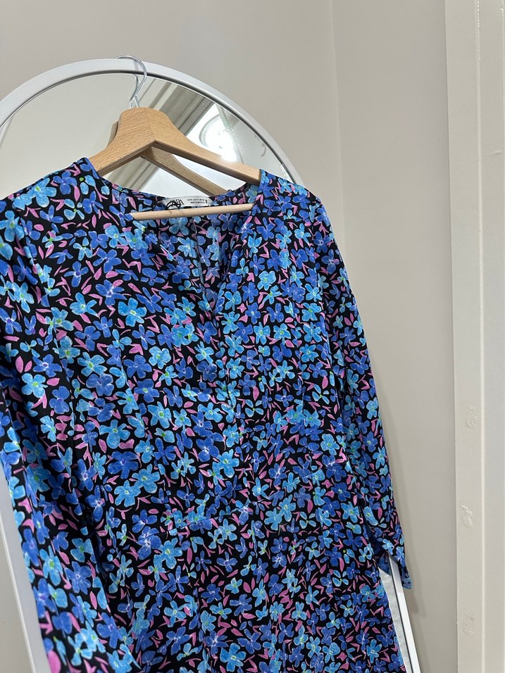 ZARA UZUN ÇİÇEKLİ SATEN ELBİSE - Görsel 2