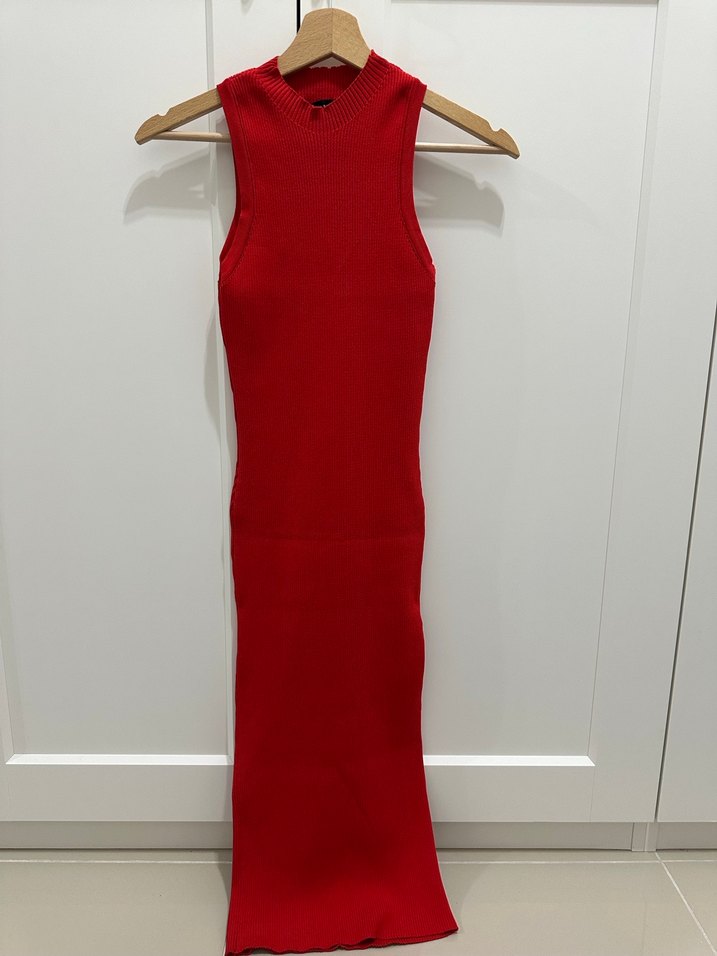 Kımızı Kadın Triko Elbise - Görsel 2