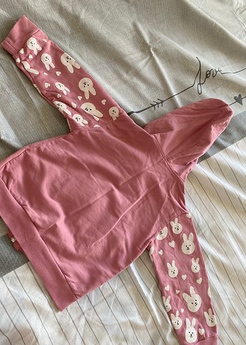 24-36 Ay Beden Kız Çocuk Renkli Baskılı Kapüşonlu Sweatshirt