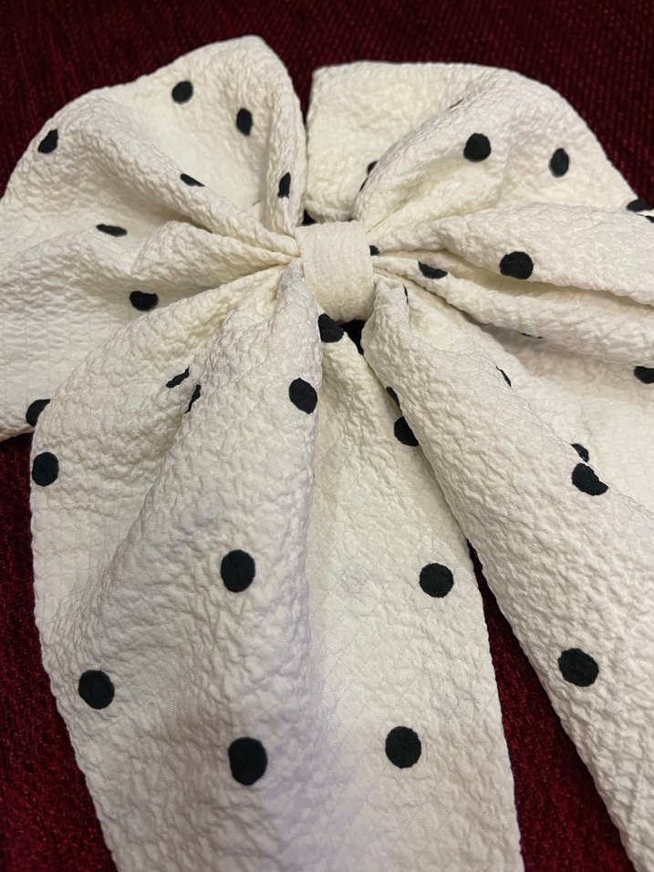Beyaz Puantiyeli Fiyonk Saç Tokası - Görsel 3