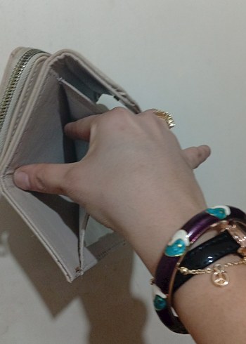 Bej Kadın Deri Fermuarlı Cüzdan - Görsel 3