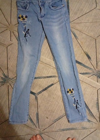 Nakışlı Düğmeli Mavi KadınKot Pantolon - Görsel 2