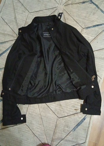 Siyah Kadın Kot Ceket, Tokalı, Günlük - Görsel 3