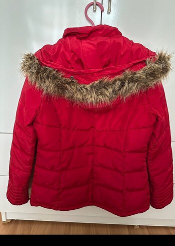 Kürklü Kırmızı Kadın Kısa Kışlık Mont - Görsel 5