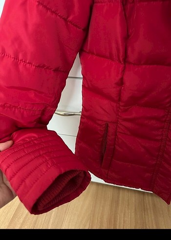 Kürklü Kırmızı Kadın Kısa Kışlık Mont - Görsel 3