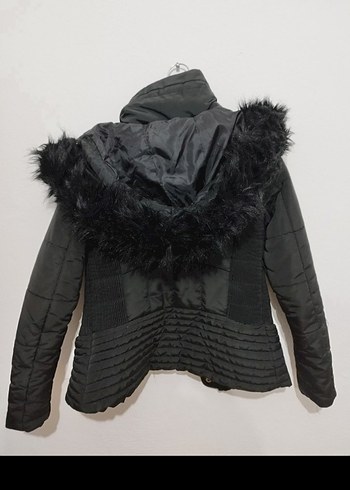 Siyah Kürklü Kadın Kışlık Mont - Görsel 2