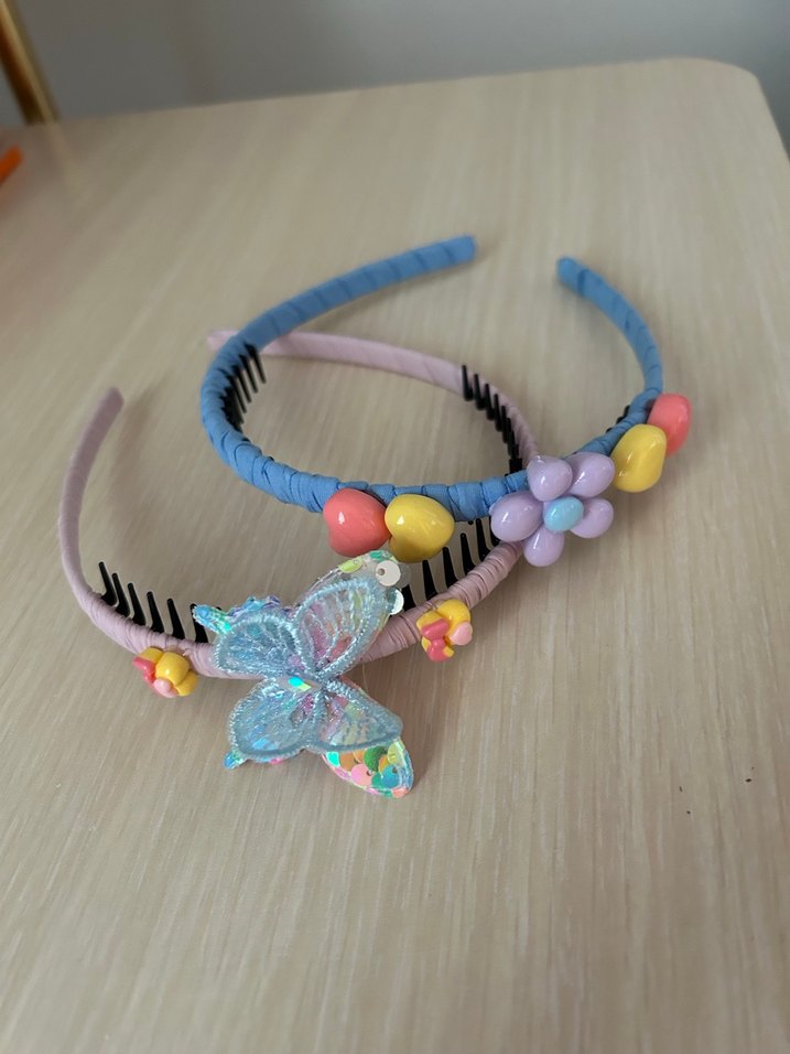 Çiçekli Boncuklu Renkli Çocuk 2li taç - Görsel 3