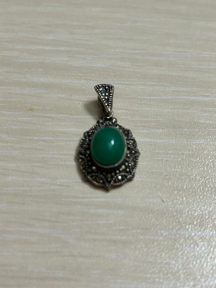 Yeşil Taşlı Bohem Vintage Kolye Ucu - Görsel 2