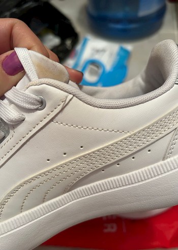 Beyaz Kadın Spor Ayakkabı Kadife Tabanlı - Görsel 9