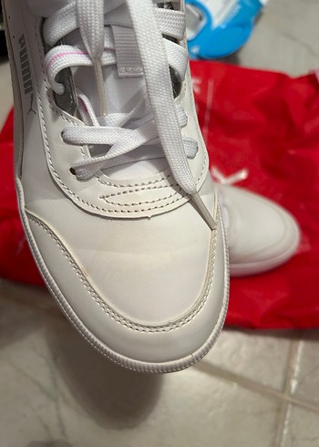 Beyaz Kadın Spor Ayakkabı Kadife Tabanlı - Görsel 5