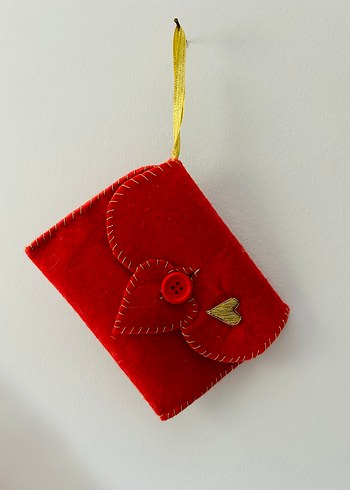 Bohem Tarzı Kırmızı Beyaz Keçe Cüzdanlar - Görsel 5