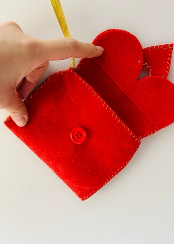 Bohem Tarzı Kırmızı Beyaz Keçe Cüzdanlar - Görsel 3