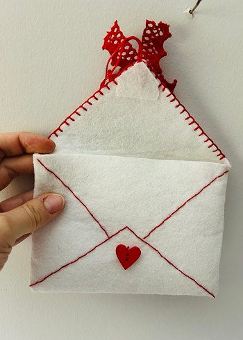 Bohem Tarzı Kırmızı Beyaz Keçe Cüzdanlar - Görsel 7