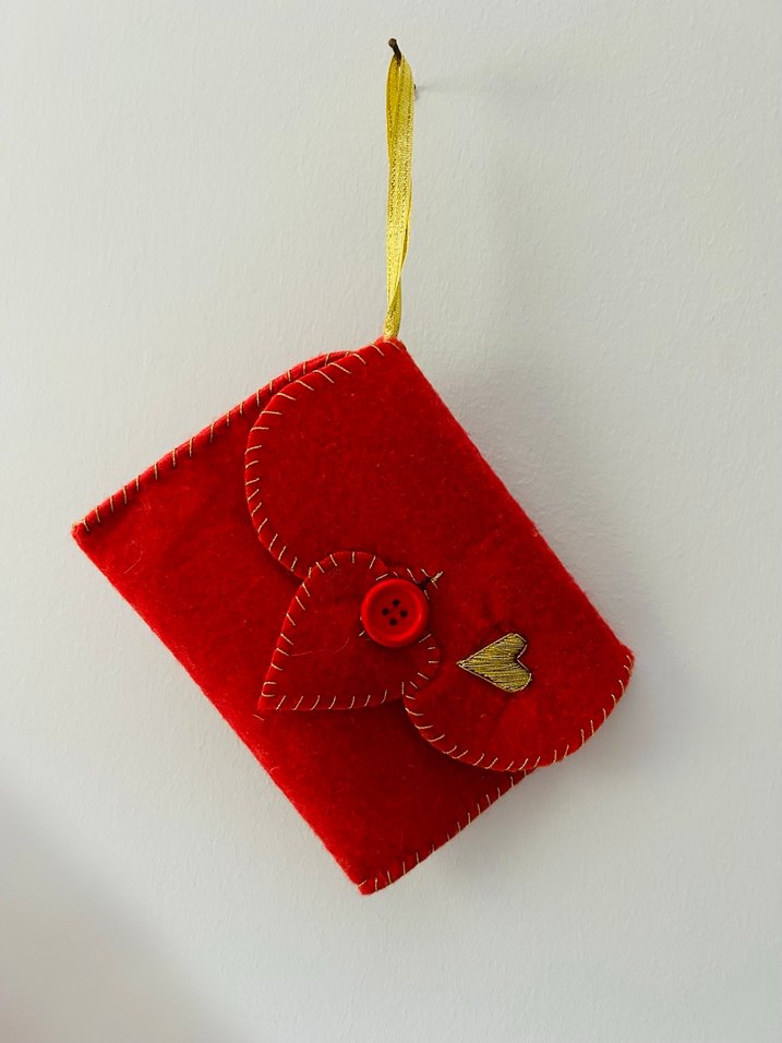 Bohem Tarzı Kırmızı Beyaz Keçe Cüzdanlar - Görsel 5