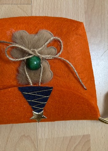 Mor ince Keçe Bohem Nakışlı Cüzdan 2 Li set - Görsel 6