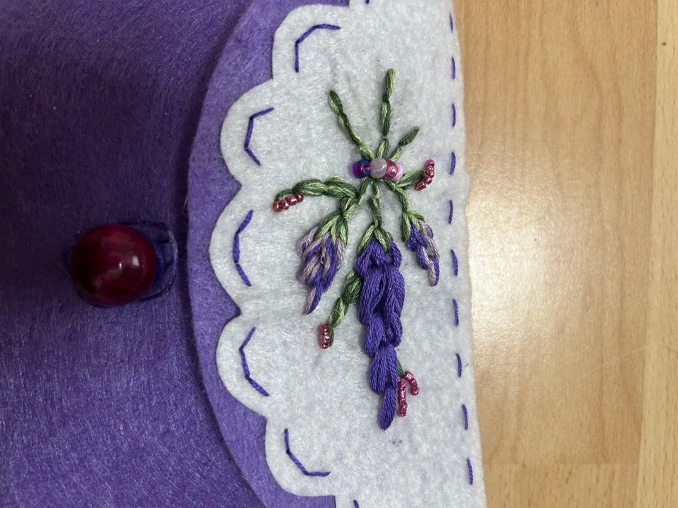 Mor ince Keçe Bohem Nakışlı Cüzdan 2 Li set - Görsel 3