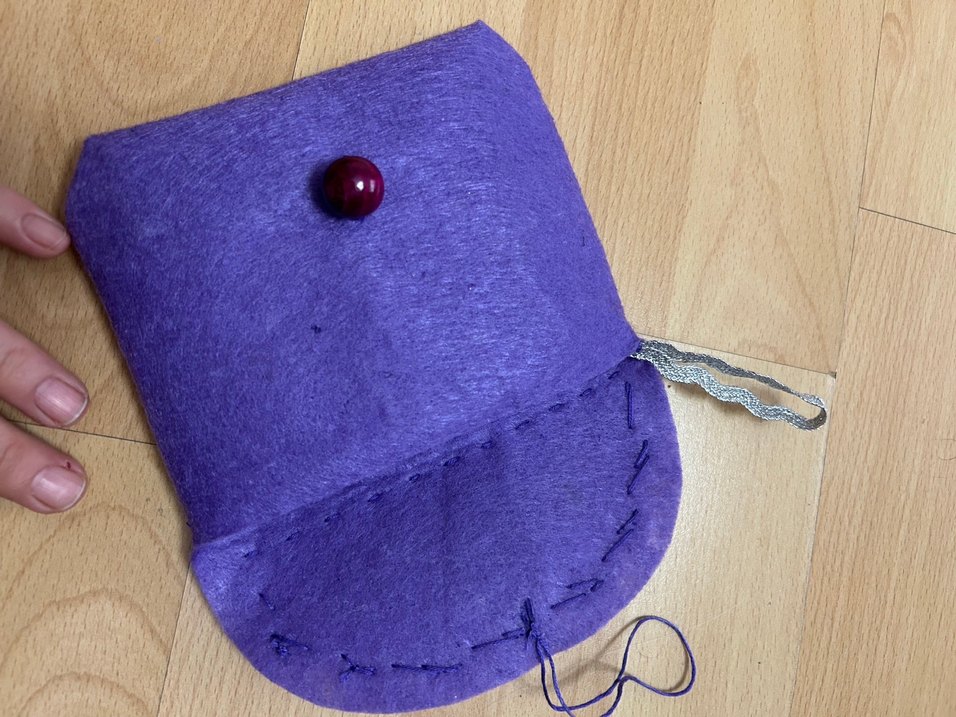 Mor ince Keçe Bohem Nakışlı Cüzdan 2 Li set - Görsel 2