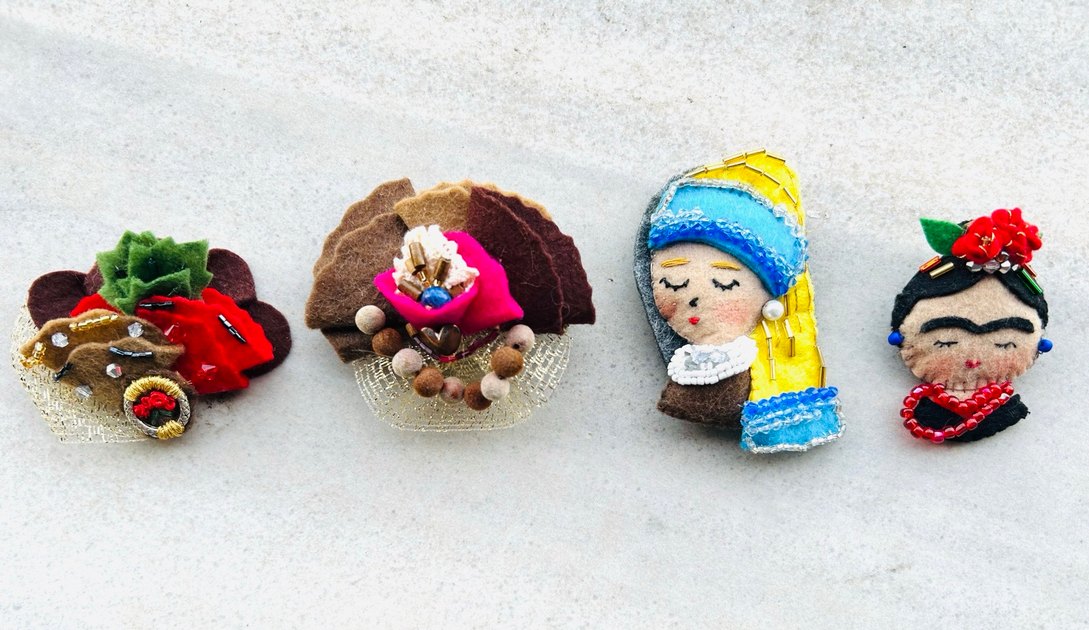 Frida ve inci küpeli kız broşlar - Görsel 3