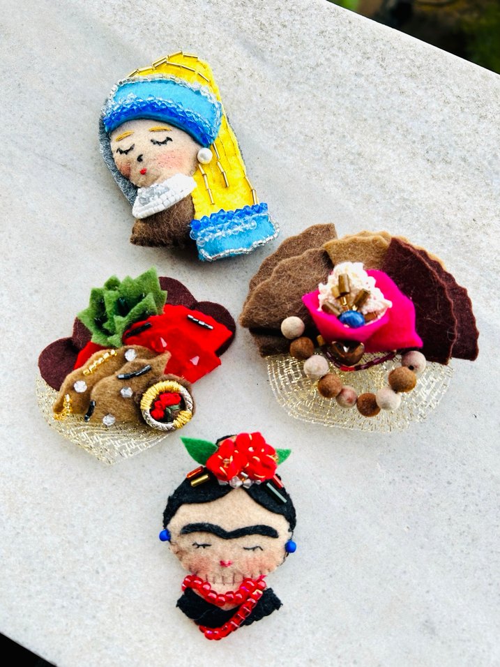 Frida ve inci küpeli kız broşlar - Görsel 4