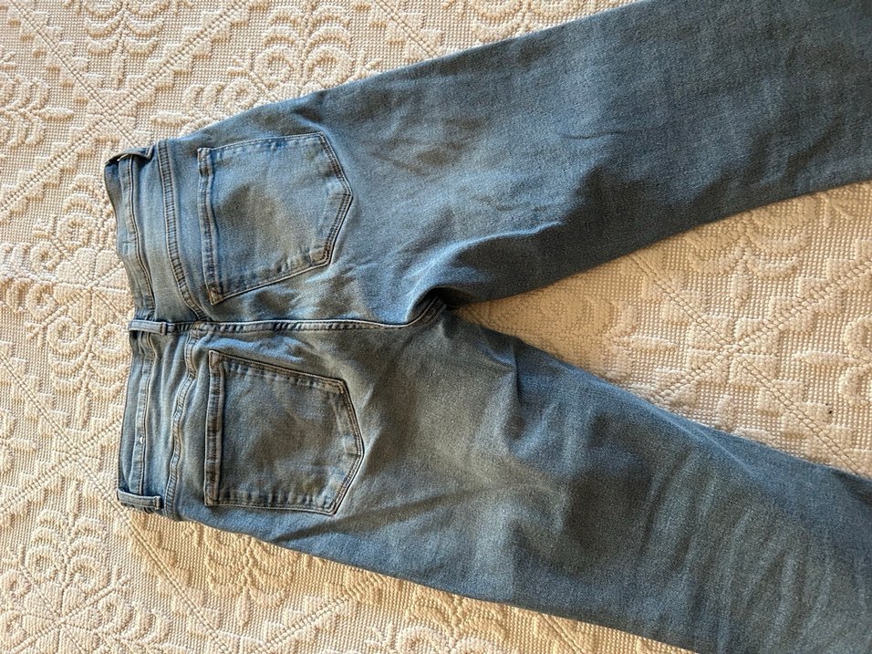 Düğmeli Gri Midi Boy Bol Kesim Kadın Kot Pantolon - Görsel 4