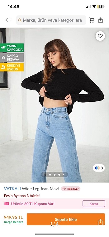 Vatkalı wide leg jean mavi