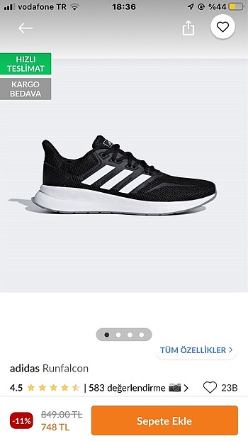 37 Beden adidas 37numara siyah kosu ayakkabisi
