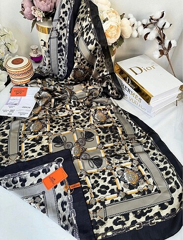 Hermes Leopar Desen İthal Vual İpek Şal