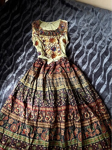 American Vintage Vintage etnik desen işlemeli elbise