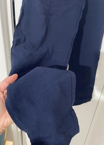 Lacivert Kemerli Kadın Kumaş Pantolon - Görsel 2